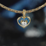 Azure Siren Heart Tarnish-Resistant Silver Enamel Dangle Charm With Crystal