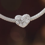 Sterling Silver Family Heart Charms In White Gold Plated