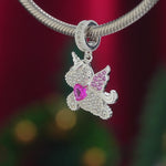 Lovehorn Unicorn Tarnish-resistant Silver Dangle Charms In White Gold Plated