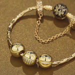 Sterling Silver Hearty Laugh Charms Bracelet Set With Enamel In 14K Gold Plated (Includes bracelet and all charms shown)