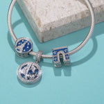 Sterling Silver Poetic Paris Charms Bracelet Set With Enamel In White Gold Plated