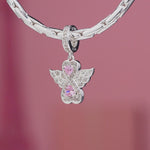 Radiant Angel Tarnish-resistant Silver Dangle Charms In White Gold Plated