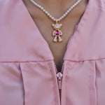 Sterling Silver Forever Teddy Bear Pendant Link Chain Necklace In 14K Gold Plated -Created With SWAROVSKI® Crystals