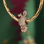 Rosy Bunny Tarnish-resistant Silver Charms With Enamel In 14K Gold Plated