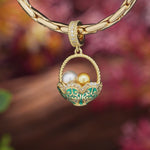 Easter Basket Tarnish-resistant Silver Dangle Charms In 14K Gold Plated