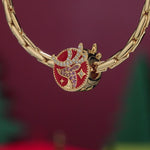 Festive Reindeer Tarnish-resistant Silver Charms With Enamel In 14K Gold Plated