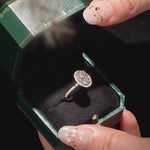 Lab-Grown Oval Brilliant Cut Moissanite - Halo Classic Engagement Ring 14K Yellow Gold Plated (Includes GRA Certification from Gemological Research Association)