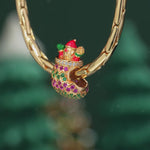 Santa's Surprise Stocking Tarnish-resistant Silver Charms With Enamel In 14K Gold Plated