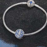 Sterling Silver Star Ocean Charms With Enamel In White Gold Plated