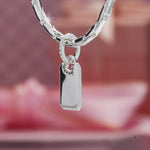 Personalized Engravable Polished Milgrain Tag Tarnish-Resistant Silver Charm In White Gold Plated
