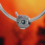 Sterling Silver Piercing Grin Charms With Enamel In Blackened 925 Sterling Silver