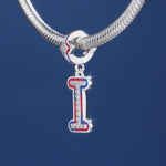 Sterling Silver I Love Paris - Letter I Charms With Enamel In White Gold Plated