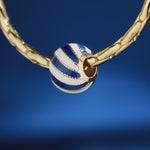 White Sea Waves Tarnish-resistant Silver Charms With Enamel In 14K Gold Plated