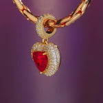 Ruby Flames Tarnish-resistant Silver Dangle Charms In 14K Gold Plated