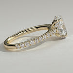 2ct Oval Lab-Grown Diamond Ring with Hidden Halo & Pave Band Cathedral Setting Tarnish-resistant Silver In 14K Gold Plated (Includes IGI Certification from International Gemological Institute)