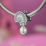 Shells and Corals Tarnish-resistant Silver Dangle Charms With Enamel In White Gold Plated