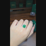 8*10mm Radiant Modified Brilliant Cut Vivid Colombian Green Ice-Frosted Sparkle Lab Zircon - Three Stone Classic Engagement Ring White Gold Plated