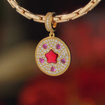 Radiant Heart Trace Tarnish-resistant Silver Dangle Charms In 14K Gold Plated - Handcrafted with Swarovski® Crystals