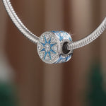 Sterling Silver Ice And Snow Magic Charms With Enamel In White Gold Plated