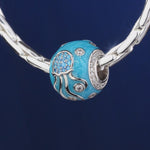 Jellyfish Tarnish-resistant Silver Charms With Enamel In White Gold Plated