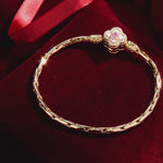 Sterling Silver Joyful Bloom Radiance Bamboo Chain Bracelet With Enamel In 14 Gold Plated