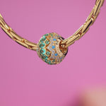 Radiant Emerald Festivity Tarnish-resistant Silver Charms In 14K Gold Plated
