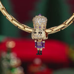 Purple Nutcrackers Tarnish-resistant Silver Charms With Enamel In 14K Gold Plated