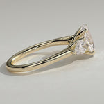 2ct Oval Lab-Grown Diamond Three-Stone Ring with Pear Accent Stones (Moissanite) Open Trellis Gallery Claw Setting Tarnish-resistant Silver In 14K Gold Plated (Includes IGI Certification from International Gemological Institute)