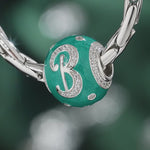 Letter B Tarnish-resistant Silver Charms With Enamel In White Gold Plated