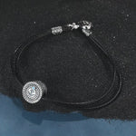 Sterling Silver Anchor Leather Charms Bracelet Set In Blackened 925 Sterling Silver Plated