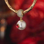 Eternal Love Tarnish-Resistant Silver Dangle Charm in 14K Gold Plated - Handcrafted with SWAROVSKI® Pearls and Crystals