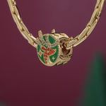 Festive Reindeer Tarnish-resistant Silver Charms With Enamel In 14K Gold Plated