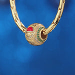 Red-Capped Santa Tarnish-resistant Silver Charms With Enamel In 14K Gold Plated