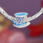 Mad Hatter Tophat Tarnish-Resistant Silver Charm In White Gold Plated