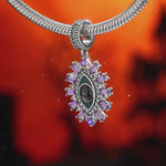 Sterling Silver Enchanted Eye Dangle Charms With Enamel In Blackened 925 Sterling Silver