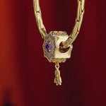 Purple Web Crawler Tarnish-resistant Silver Dangle Charms In 14K Gold Plated