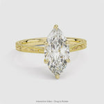 Royal Filigree · 2.0 CT Marquise Lab-Grown Diamond Engagement Ring with Engraved Milgrain Band in Solid 14K Yellow Gold · (Includes IGI Certification from International Gemological Institute)