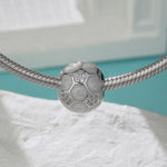 Sterling Silver Shining Football Charms In White Gold Plated