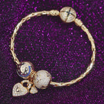 Sterling Silver Promise Charms Bracelet Set With Enamel In 14K Gold Plated