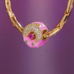 Blissful Donut Tarnish-resistant Silver Charms With Enamel In 14K Gold Plated