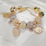 Sterling Silver Infinite Blessings Charms Bracelet Set, Featuring Dual Plating in 14K Gold and White Gold (Includes bracelet and all charms shown)