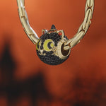 Luminous Halloween Black Cat Tarnish-resistant Silver Charms With Enamel In 14K Gold Plated