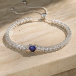 1.60 CT Royal Blue Lab-Created Sapphire Heart-Cut Center Stone Tennis Bracelet, September Birthstone Bracelet in White Gold-Plated Tarnish-Resistant Silver (Includes GRC Certification from Gemstone Research Center)
