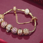 Sterling Silver Easter Egg and Bunny Charms Bracelet Set In 14K Gold Plated (Includes bracelet and all charms shown)