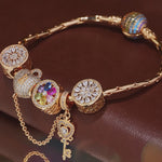 Sterling Silver Unlock the Color Bloom Charms Bracelet Set In 14K Gold Plated (Includes bracelet and all charms shown)