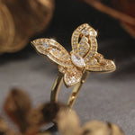 Marquise Moissanite Butterfly Ring in 14K Gold Plated (Includes GRA Certification From Gemstone Research Center)
