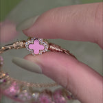 Sterling Silver Cherry Blossom Love Story Charms Bracelet Set In 14K Gold Plated (Includes bracelet and all charms shown)