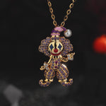 Trickster's Masquerade Tarnish-resistant Silver Necklace With Enamel In 14K Gold Plated
