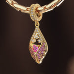 Angel Wing Heart Tarnish-resistant Silver Dangle Charms In 14K Gold Plated
