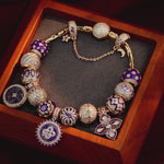 [💥As @mygreatchallenge's Pick] Sterling Silver Violet Dreamland Charms Bracelet Set With Enamel In 14K Gold Plated